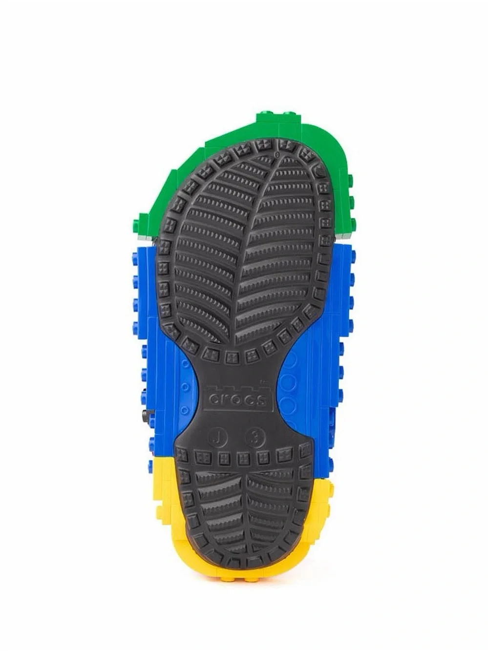 CROCS Kids' Black Clogs with Red, Yellow, Blue & Green Brick Accents